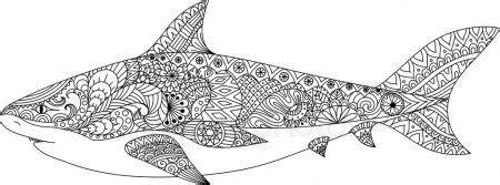 Diseño de arte de línea tiburón para colorear libro: Dibujar Fácil con este Paso a Paso, dibujos de Un Tiburon Tribal, como dibujar Un Tiburon Tribal para colorear