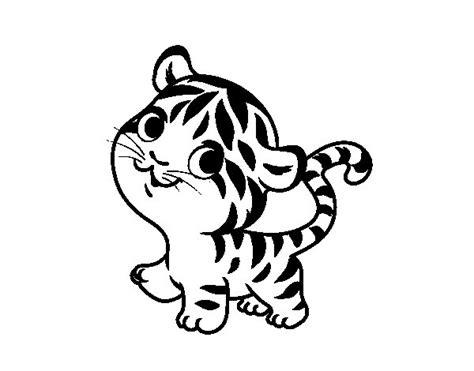 Dibujo de Tigre bebé para Colorear - Dibujos.net: Dibujar y Colorear Fácil, dibujos de Un Tigre Pequeño, como dibujar Un Tigre Pequeño para colorear