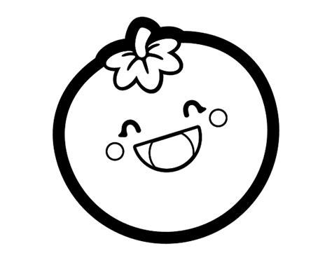 Dibujo de Tomate sonriente para Colorear - Dibujos.net: Dibujar Fácil, dibujos de Un Tomate Kawaii, como dibujar Un Tomate Kawaii para colorear