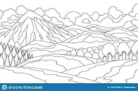 Libro De Colorear Del Paisaje De La Montaña Del Verano: Dibujar Fácil, dibujos de Un Valle Para Niños, como dibujar Un Valle Para Niños para colorear e imprimir