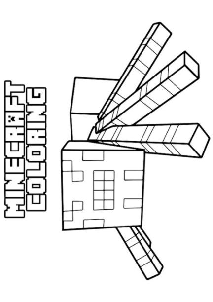 Dibujos de Minecraft Araña para Colorear. Pintar e: Dibujar Fácil, dibujos de Una Araña De Minecraft, como dibujar Una Araña De Minecraft paso a paso para colorear