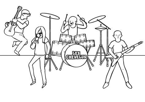 Rockeros: dibujo para colorear e imprimir: Dibujar y Colorear Fácil, dibujos de Una Banda, como dibujar Una Banda paso a paso para colorear