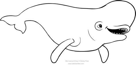 Dibujo de Bailey la beluga (Buscando a Dory) para colorear: Aprender como Dibujar y Colorear Fácil, dibujos de Una Beluga, como dibujar Una Beluga paso a paso para colorear