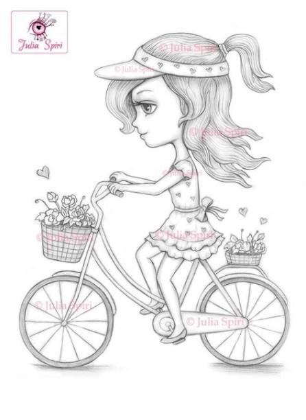 Página para colorear de viaje sello digital Digi chica | Etsy: Aprender como Dibujar Fácil, dibujos de Una Bicicleta Con Una Persona, como dibujar Una Bicicleta Con Una Persona paso a paso para colorear