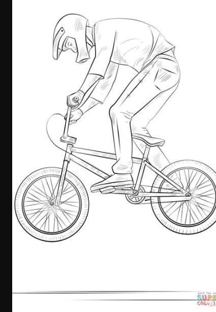 Ausmalbild: BMX Radfahrer | Ausmalbilder kostenlos zum: Aprender como Dibujar y Colorear Fácil, dibujos de Una Bmx, como dibujar Una Bmx para colorear