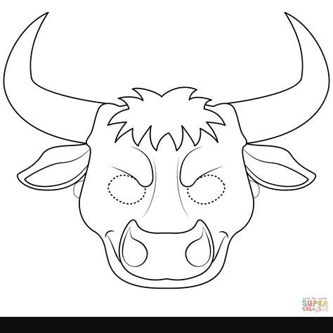 Dibujo de Máscara de Toro para colorear | Dibujos para: Aprende a Dibujar y Colorear Fácil con este Paso a Paso, dibujos de Una Cabeza De Toro, como dibujar Una Cabeza De Toro para colorear e imprimir