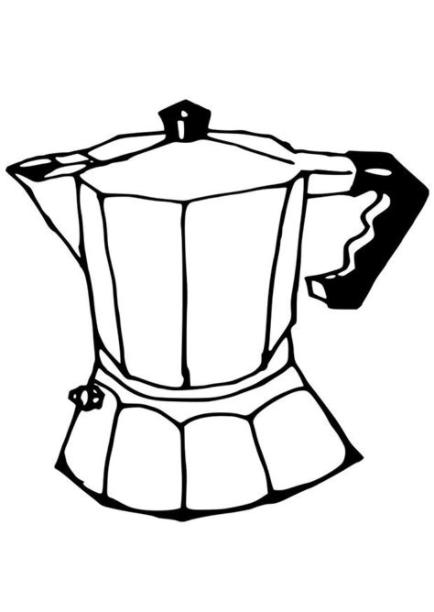 Dibujo para colorear cafetera - Dibujos Para Imprimir: Dibujar Fácil con este Paso a Paso, dibujos de Una Cafetera, como dibujar Una Cafetera para colorear