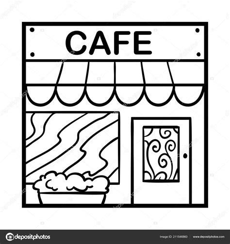 Libro Para Colorear Para Niños Café Imagen Vectorial de: Dibujar y Colorear Fácil con este Paso a Paso, dibujos de Una Cafeteria, como dibujar Una Cafeteria para colorear e imprimir