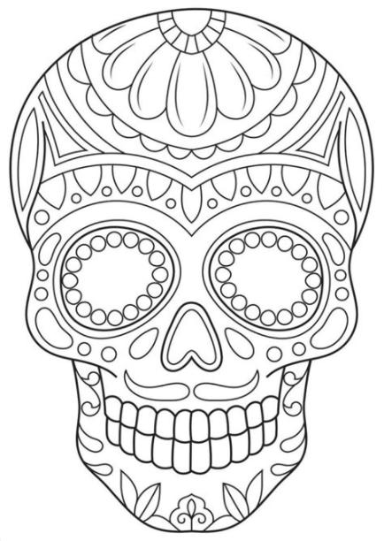 Dibujos de Calaveras para colorear - Colorear24.com: Aprender a Dibujar Fácil, dibujos de Una Calavera Mexicana En La Cara, como dibujar Una Calavera Mexicana En La Cara para colorear e imprimir