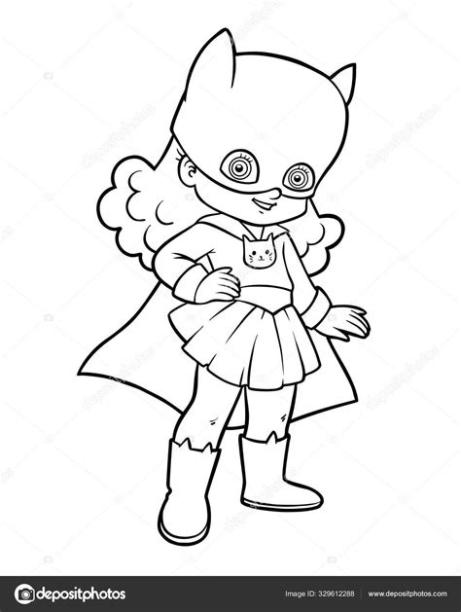 Libro para colorear. Chica super héroe — Archivo: Dibujar y Colorear Fácil, dibujos de Una Capa De Superhéroe, como dibujar Una Capa De Superhéroe paso a paso para colorear