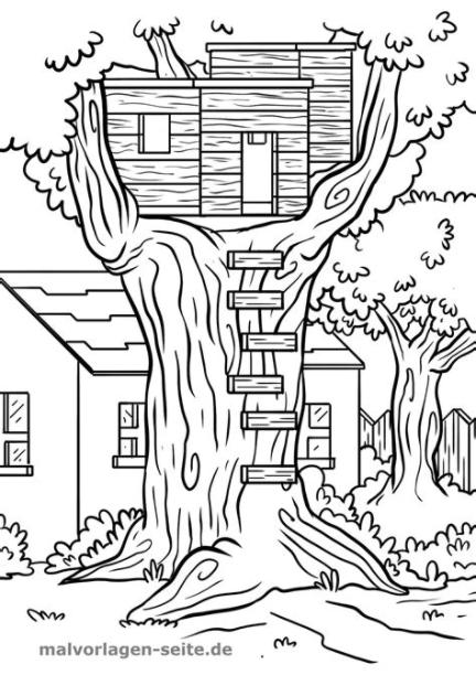Colorear casa en un árbol - Jugar y Colorear: Dibujar Fácil, dibujos de Una Casa Del Arbol, como dibujar Una Casa Del Arbol para colorear e imprimir