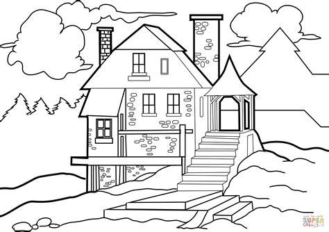 House in the Wilderness coloring page | Free Printable: Aprender a Dibujar y Colorear Fácil, dibujos de Una Casa En Paint, como dibujar Una Casa En Paint para colorear