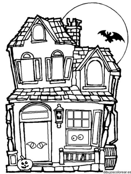 Dibujos de casa encantada para colorear en Halloween: Dibujar y Colorear Fácil, dibujos de Una Casa Encantada, como dibujar Una Casa Encantada paso a paso para colorear