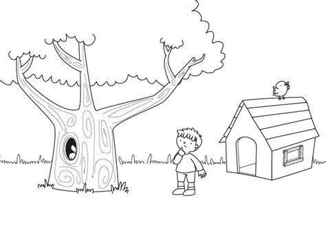 Cabaña en el árbol: dibujo para colorear e imprimir: Dibujar y Colorear Fácil con este Paso a Paso, dibujos de Una Casa Un Arbol Y Una Persona, como dibujar Una Casa Un Arbol Y Una Persona para colorear e imprimir