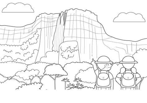 Gran cascada: dibujo para colorear e imprimir: Dibujar Fácil con este Paso a Paso, dibujos de Una Cascada Para Niños, como dibujar Una Cascada Para Niños para colorear