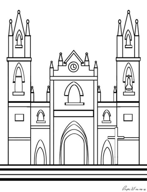Catedral de San Lorenzo Paraguay para colorear by: Aprende a Dibujar y Colorear Fácil, dibujos de Una Catedral Para Niños, como dibujar Una Catedral Para Niños paso a paso para colorear
