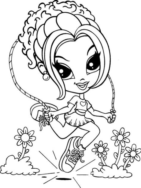 Dibujo para colorear - Chica con cuerda de saltar: Dibujar Fácil, dibujos de Una Chiva, como dibujar Una Chiva para colorear