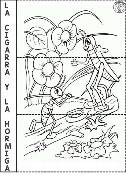Fabuloso material educativo para trabajar la lección de: Dibujar Fácil con este Paso a Paso, dibujos de Una Cigarra Y Una Hormiga, como dibujar Una Cigarra Y Una Hormiga paso a paso para colorear