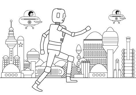 Dibujo para colorear de robots y naves espaciales de: Aprender como Dibujar Fácil, dibujos de Una Ciudad Del Futuro, como dibujar Una Ciudad Del Futuro paso a paso para colorear