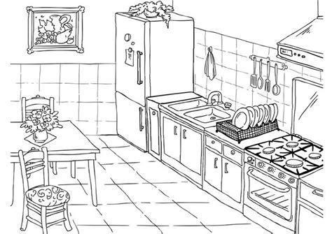 Kleurplaat keuken - Afb 26224. | Coloring pages. Color: Dibujar Fácil con este Paso a Paso, dibujos de Una Cocina En Perspectiva, como dibujar Una Cocina En Perspectiva para colorear
