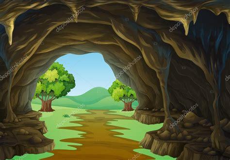Nature scene of cave and trail — Stock Vector: Aprende como Dibujar y Colorear Fácil, dibujos de Una Cueva Por Dentro, como dibujar Una Cueva Por Dentro para colorear