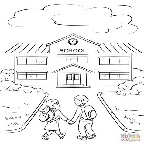 imagenes para colorear de dependencia de una escuela: Dibujar Fácil, dibujos de Una Escuela, como dibujar Una Escuela paso a paso para colorear