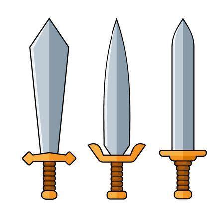 Espadas. Estilo de dibujos animados en fondo blanco: Aprende a Dibujar Fácil, dibujos de Una Espada Realista, como dibujar Una Espada Realista para colorear
