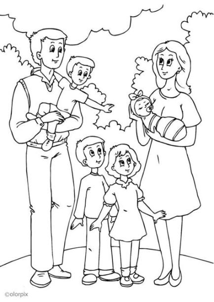 Dibujo para colorear 5. nueva familia con el padre: Dibujar y Colorear Fácil, dibujos de Una Familia De 3 Personas, como dibujar Una Familia De 3 Personas paso a paso para colorear
