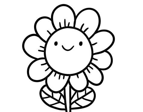 Dibujo de Una flor sonriente para Colorear - Dibujos.net: Aprender como Dibujar y Colorear Fácil con este Paso a Paso, dibujos de Una Flo, como dibujar Una Flo paso a paso para colorear