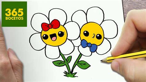 Dibujos De Flores Kawaii Colorear Tiernos Para 365bocetos: Aprender a Dibujar Fácil, dibujos de Una Flor Kawaii, como dibujar Una Flor Kawaii para colorear e imprimir