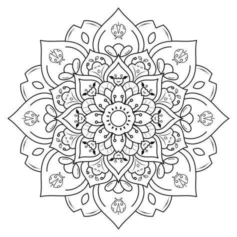 mandala de flores para colorear 1053753 Vector en Vecteezy: Dibujar y Colorear Fácil con este Paso a Paso, dibujos de Una Flor Mandala, como dibujar Una Flor Mandala paso a paso para colorear