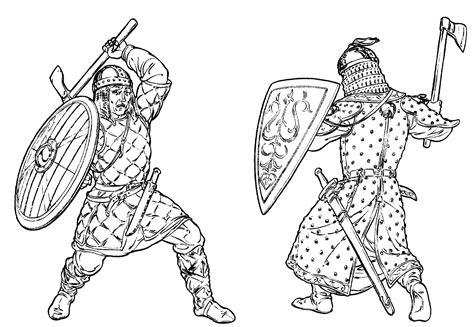 Dibujo para colorear - Lucha del guerrero: Dibujar Fácil, dibujos de Una Guerrera, como dibujar Una Guerrera para colorear e imprimir