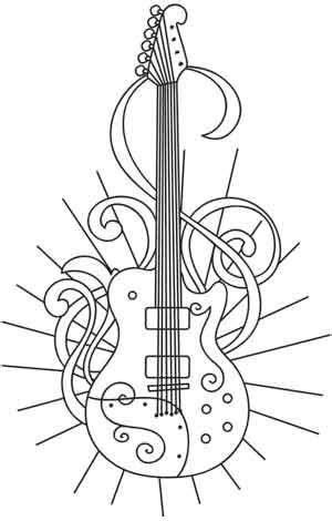 GUITARRA | Paper embroidery. Music coloring. Embroidery: Dibujar Fácil, dibujos de Una Guitarra En 3D, como dibujar Una Guitarra En 3D paso a paso para colorear