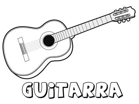 Guitarra para colorear. Dibujos de instrumentos musicales: Dibujar y Colorear Fácil, dibujos de Una Guitarra Española, como dibujar Una Guitarra Española paso a paso para colorear