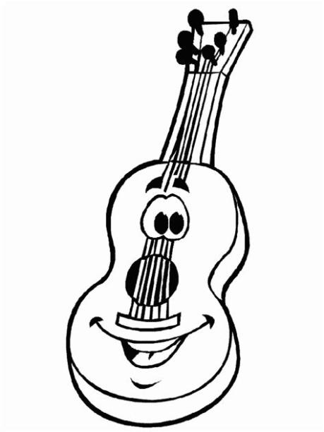 Imagen de guitarra española para pintar - Dibujos para: Dibujar y Colorear Fácil, dibujos de Una Guitarra Española, como dibujar Una Guitarra Española para colorear