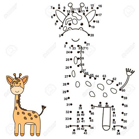 Conecte los puntos para dibujar una jirafa linda y: Aprender a Dibujar y Colorear Fácil, dibujos de Una Jirafa Con Numeros, como dibujar Una Jirafa Con Numeros para colorear e imprimir