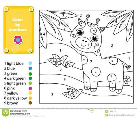 Juego Educativo De Los Niños Página Que Colorea Con La: Dibujar y Colorear Fácil con este Paso a Paso, dibujos de Una Jirafa Con Numeros, como dibujar Una Jirafa Con Numeros paso a paso para colorear