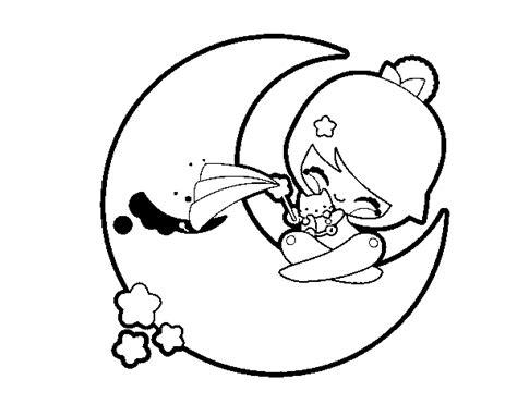 Dibujo de Luna Kawaii para Colorear - Dibujos.net: Aprender a Dibujar y Colorear Fácil con este Paso a Paso, dibujos de Una Luna Kawaii, como dibujar Una Luna Kawaii para colorear