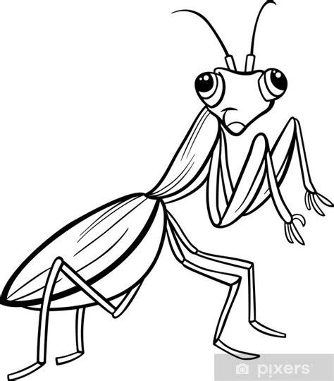 Fotomural Mantis página para colorear de dibujos animados: Dibujar Fácil, dibujos de Una Mantis, como dibujar Una Mantis para colorear e imprimir