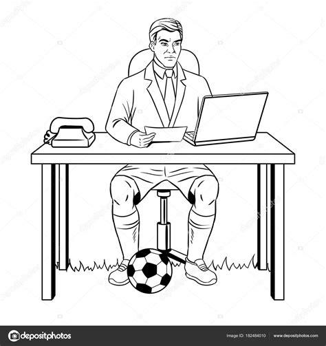 Hombre de negocios fútbol para colorear libro vector: Dibujar Fácil con este Paso a Paso, dibujos de Una Mesa Realista, como dibujar Una Mesa Realista para colorear e imprimir