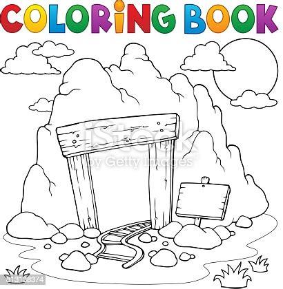 Ilustración de Entrada De Mina De Libro Para Colorear y: Dibujar y Colorear Fácil, dibujos de Una Mina De Carbon, como dibujar Una Mina De Carbon para colorear