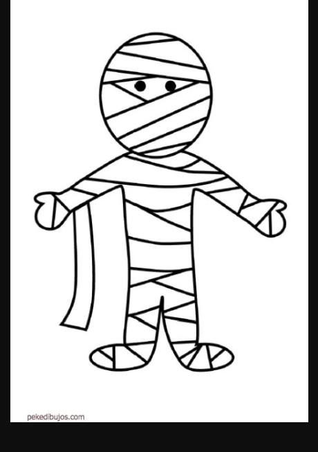 Dibujos de momias para colorear: Dibujar Fácil con este Paso a Paso, dibujos de Una Momia Para Niños, como dibujar Una Momia Para Niños para colorear e imprimir