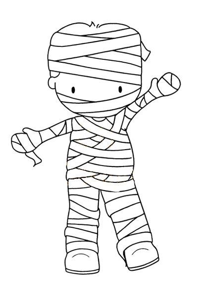 Momia para colorear: Dibujar y Colorear Fácil, dibujos de Una Momia Para Niños, como dibujar Una Momia Para Niños paso a paso para colorear