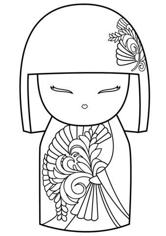Kimmidoll Coloring page | Japanese quilts. Kokeshi dolls: Aprende como Dibujar Fácil con este Paso a Paso, dibujos de Una Muñeca Japonesa, como dibujar Una Muñeca Japonesa paso a paso para colorear