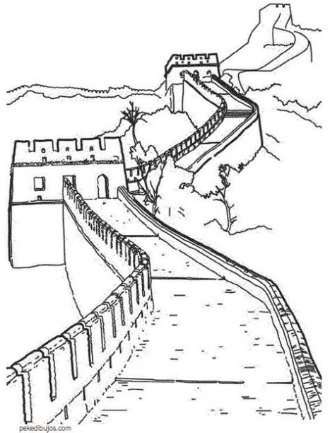 Dibujos de la Gran Muralla China para colorear: Aprender como Dibujar y Colorear Fácil con este Paso a Paso, dibujos de Una Muralla, como dibujar Una Muralla para colorear