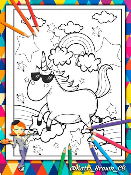 Unicornio del libro de colorear con los vidrios negros en: Aprende como Dibujar y Colorear Fácil, dibujos de Una Nube Unicornio, como dibujar Una Nube Unicornio para colorear