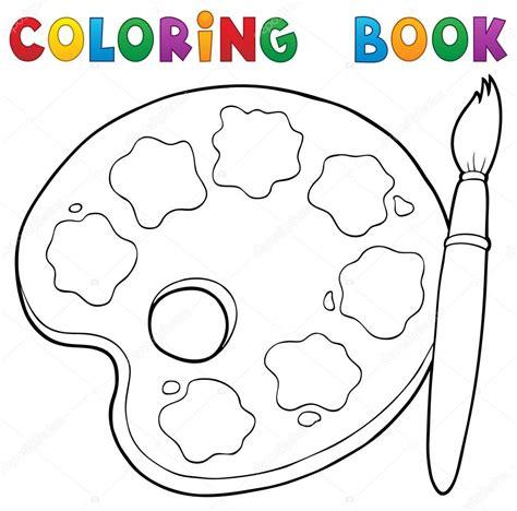 Libro para colorear pintura paleta tema 1 vector. gráfico: Aprender a Dibujar y Colorear Fácil, dibujos de Una Paleta De Pintor, como dibujar Una Paleta De Pintor paso a paso para colorear