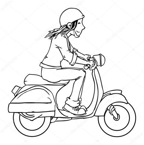 Dibujos de Chica Montando Motocicleta para Colorear: Dibujar y Colorear Fácil con este Paso a Paso, dibujos de Una Persona En Una Moto, como dibujar Una Persona En Una Moto paso a paso para colorear