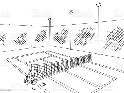 Tennis Court Sport Graphic Black White Sketch Illustration: Aprender a Dibujar Fácil con este Paso a Paso, dibujos de Una Pista De Tenis, como dibujar Una Pista De Tenis para colorear e imprimir