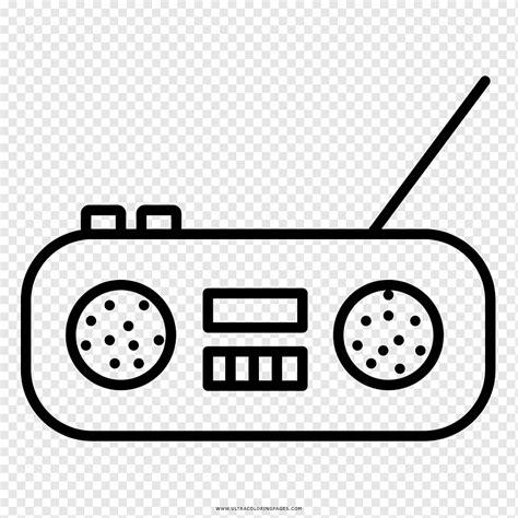 Dibujo en blanco y negro para colorear estación de radio: Dibujar Fácil, dibujos de Una Radio, como dibujar Una Radio paso a paso para colorear